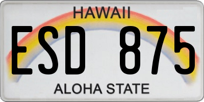 HI license plate ESD875