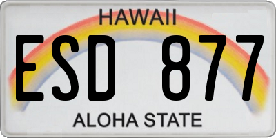 HI license plate ESD877