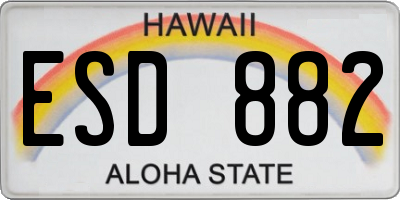 HI license plate ESD882