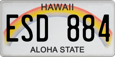 HI license plate ESD884
