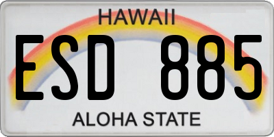 HI license plate ESD885