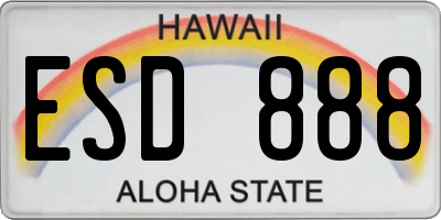 HI license plate ESD888