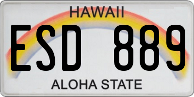 HI license plate ESD889