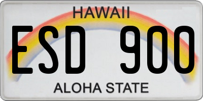 HI license plate ESD900