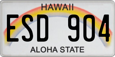 HI license plate ESD904