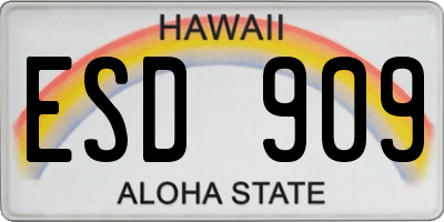 HI license plate ESD909