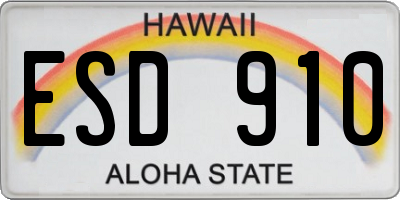 HI license plate ESD910