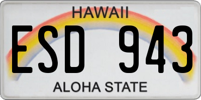 HI license plate ESD943