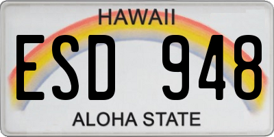 HI license plate ESD948