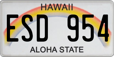 HI license plate ESD954