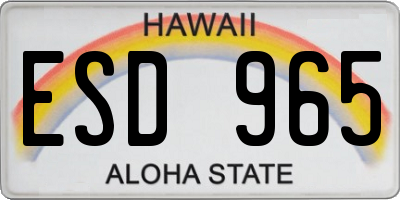HI license plate ESD965