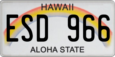HI license plate ESD966