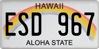 HI license plate ESD967