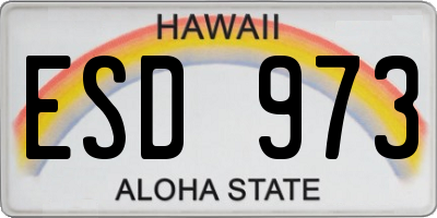 HI license plate ESD973
