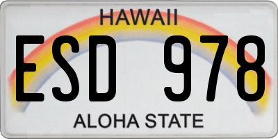 HI license plate ESD978