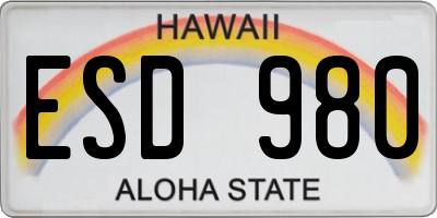 HI license plate ESD980