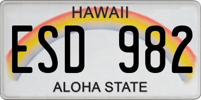 HI license plate ESD982