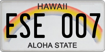 HI license plate ESE007
