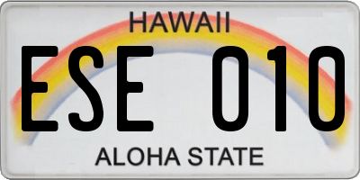 HI license plate ESE010