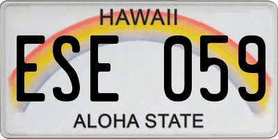 HI license plate ESE059