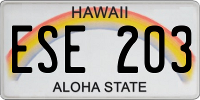 HI license plate ESE203