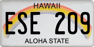 HI license plate ESE209