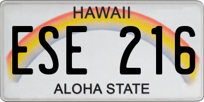 HI license plate ESE216