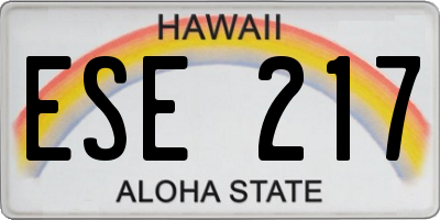 HI license plate ESE217