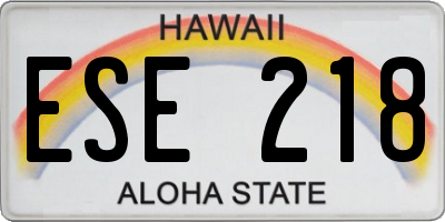HI license plate ESE218