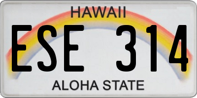 HI license plate ESE314