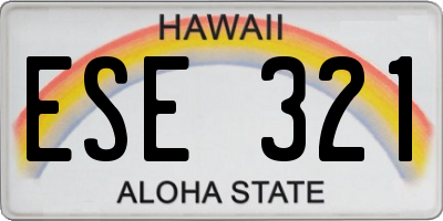 HI license plate ESE321