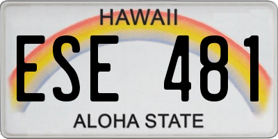 HI license plate ESE481