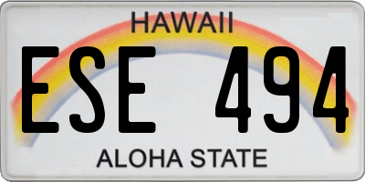 HI license plate ESE494