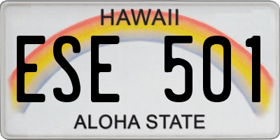 HI license plate ESE501