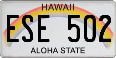 HI license plate ESE502