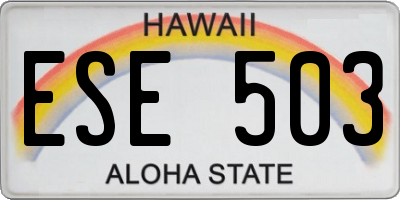 HI license plate ESE503