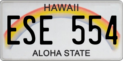 HI license plate ESE554