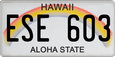 HI license plate ESE603