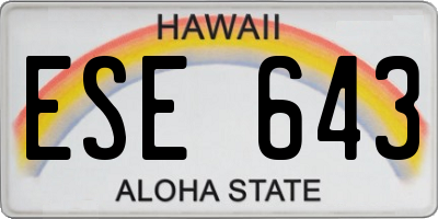 HI license plate ESE643