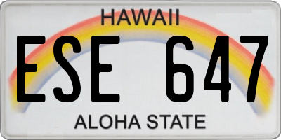 HI license plate ESE647
