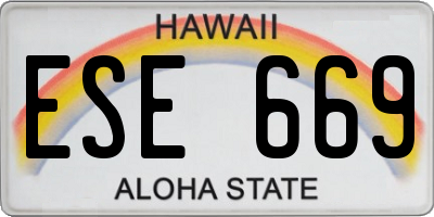 HI license plate ESE669