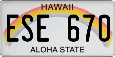 HI license plate ESE670