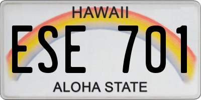 HI license plate ESE701