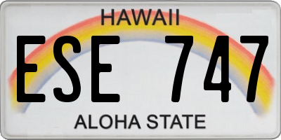 HI license plate ESE747