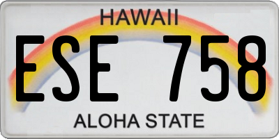 HI license plate ESE758