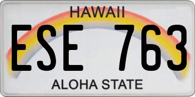 HI license plate ESE763