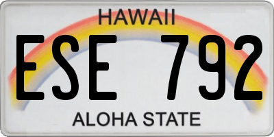 HI license plate ESE792