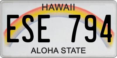 HI license plate ESE794