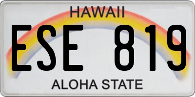 HI license plate ESE819