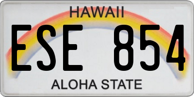 HI license plate ESE854